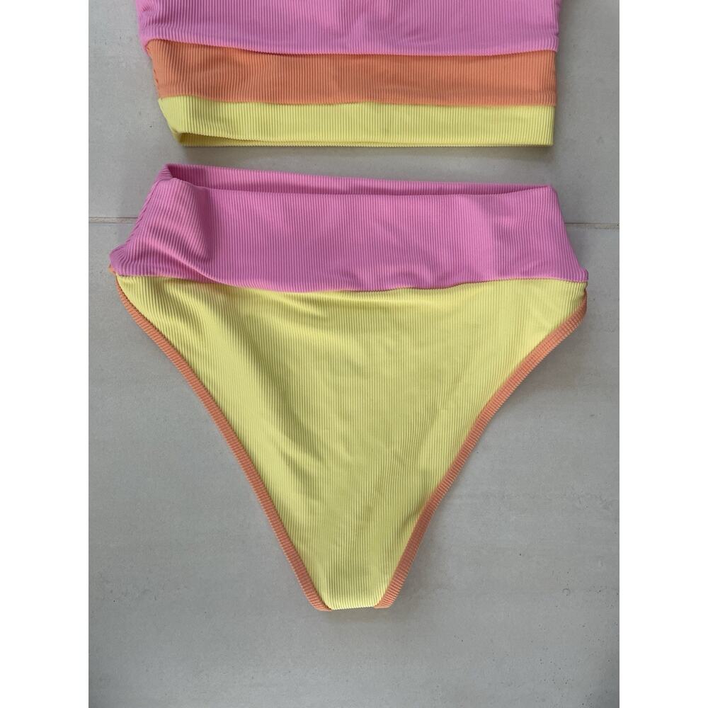 Beach Riot Swim Bikini Swimsuit High Waist Color Block Swimwear ML - Picture 3 of 10